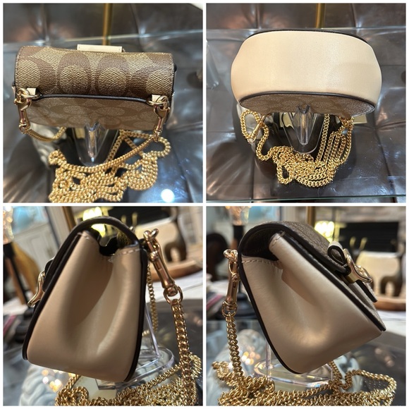 Authentic Coach Morgan Card Case w/Chain Strap in Blocked Signature Canvas - Picture 12 of 16